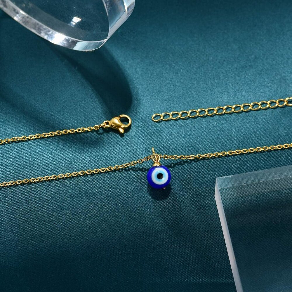 Evil Eye Necklace Chain Blue Eyes Amulet Pendant Necklace Ojo Turco Kabbalah Pro - Picture 5 of 8